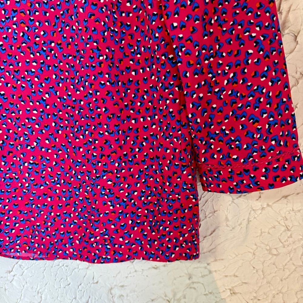 Vibrant Pink and Blue Patterned Women's Blouse - Picture 3 of 9